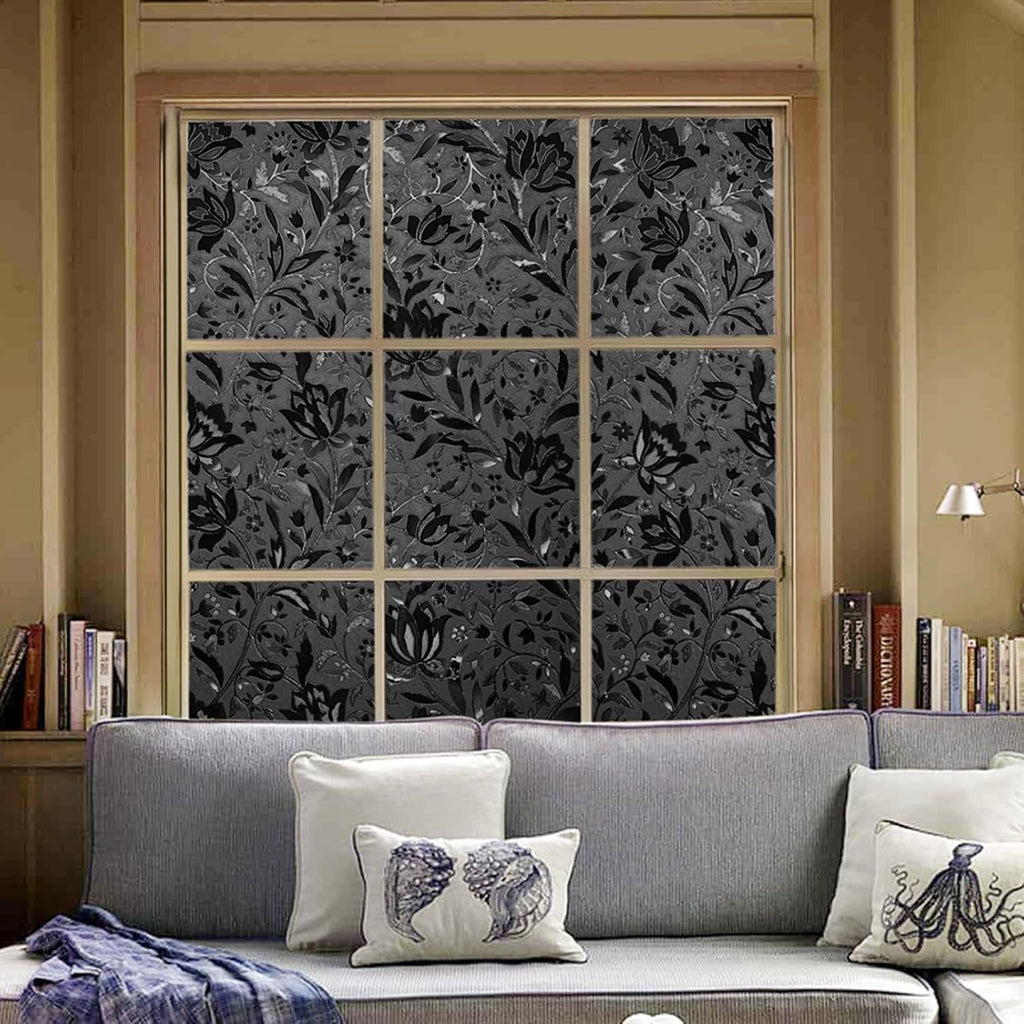 Blackout window film frosted privacy clings, 17.5" x 78.7" | blocks light & heat, removable static cling glass sticker, stained room darkening opaque cover day night privacy protection - view 6