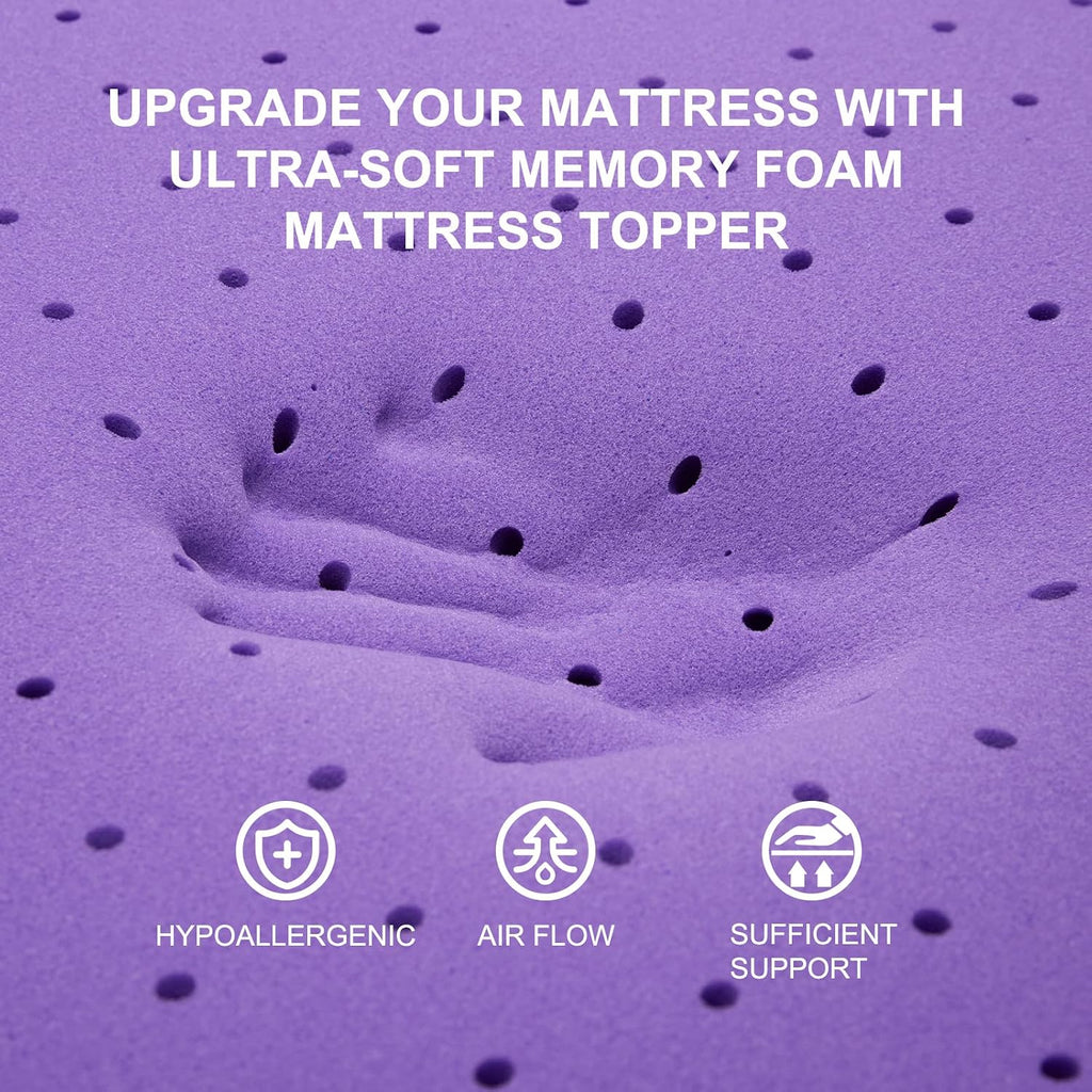 2 inch gel memory foam mattress topper ventilated soft pressure relieve mattress pad, breathable bed topper, CertiPUR-US certified, twin size - view 3