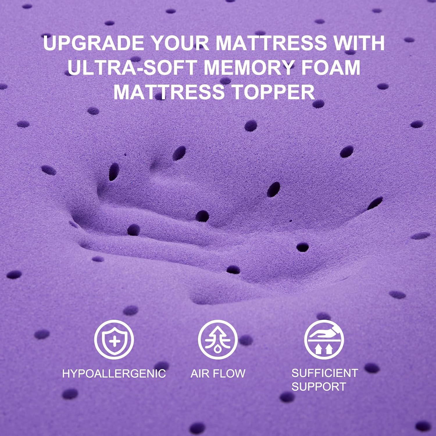 2 inch gel memory foam mattress topper ventilated soft pressure relieve mattress pad, breathable bed topper, CertiPUR-US certified, twin size - view 3