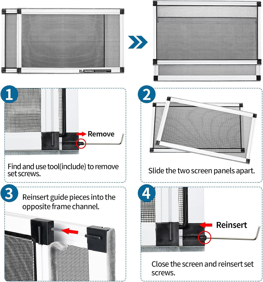Expandable window screen, 2 pack adjustable window screen (18" h x 25" - 49" w), large replacement window screens with frame, durable replacement screen for window - view 7