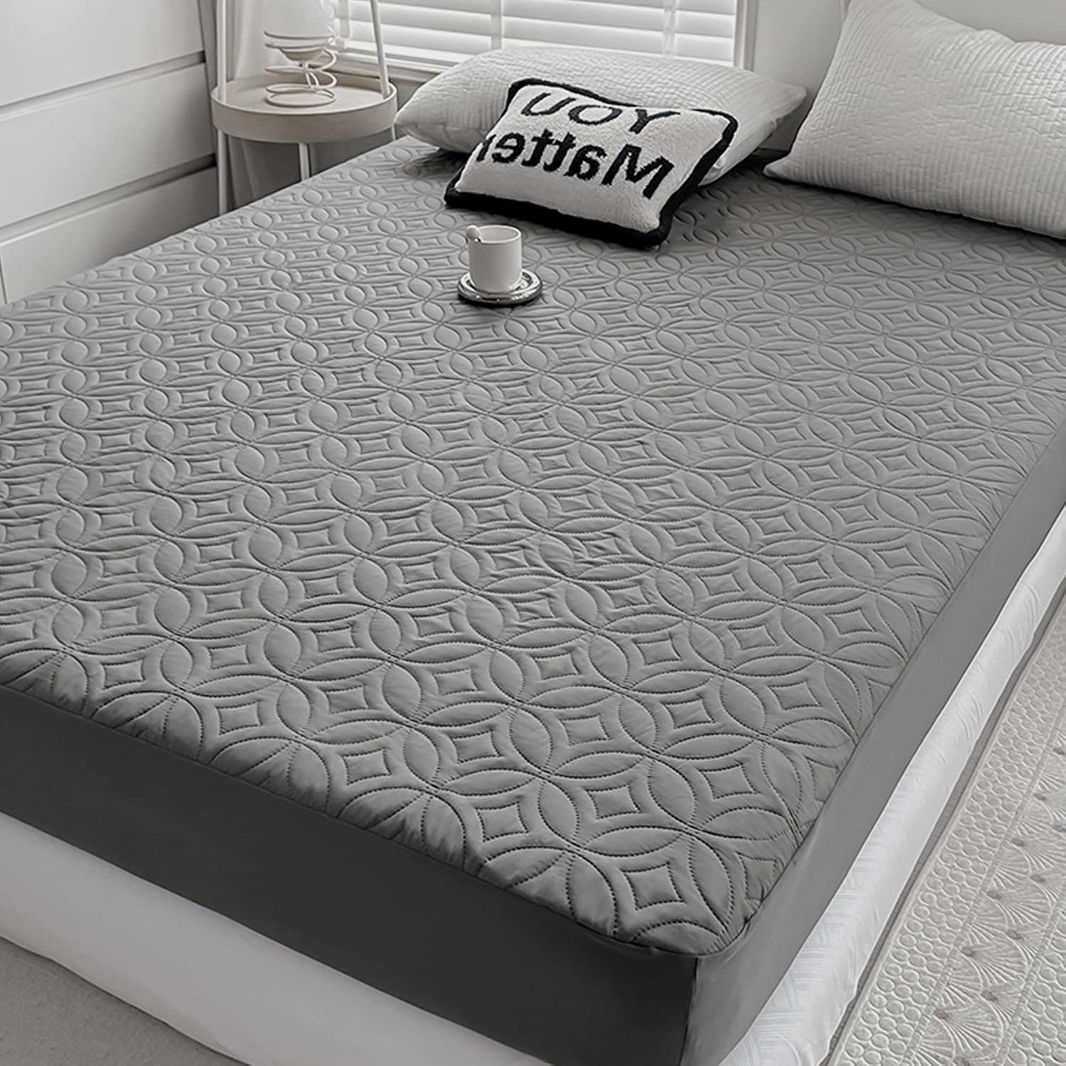 Full Size 54"x75" Waterproof Mattress Protector, Soft Bed Grey Mattress Cover Full, Breathable Mattress Pad Cover with Deep Pocket 6"- 15", Noiseless Washable - view 2