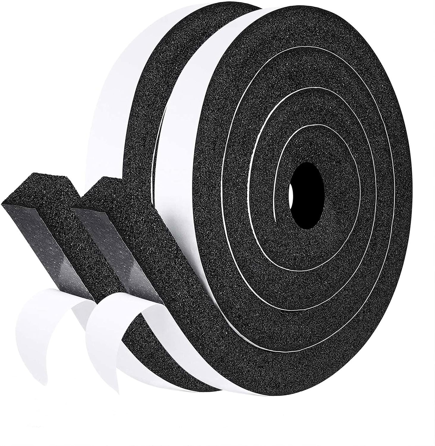 AC Window Seal Foam Tape, 1" x 1" Thick Foam Weather Strip, Black | High Resilience Foam Tape Seals Large Gaps Around Ac Windows and Doors, 6.5ft x 2 Rolls, Strong Adhesive, Install in Minutes