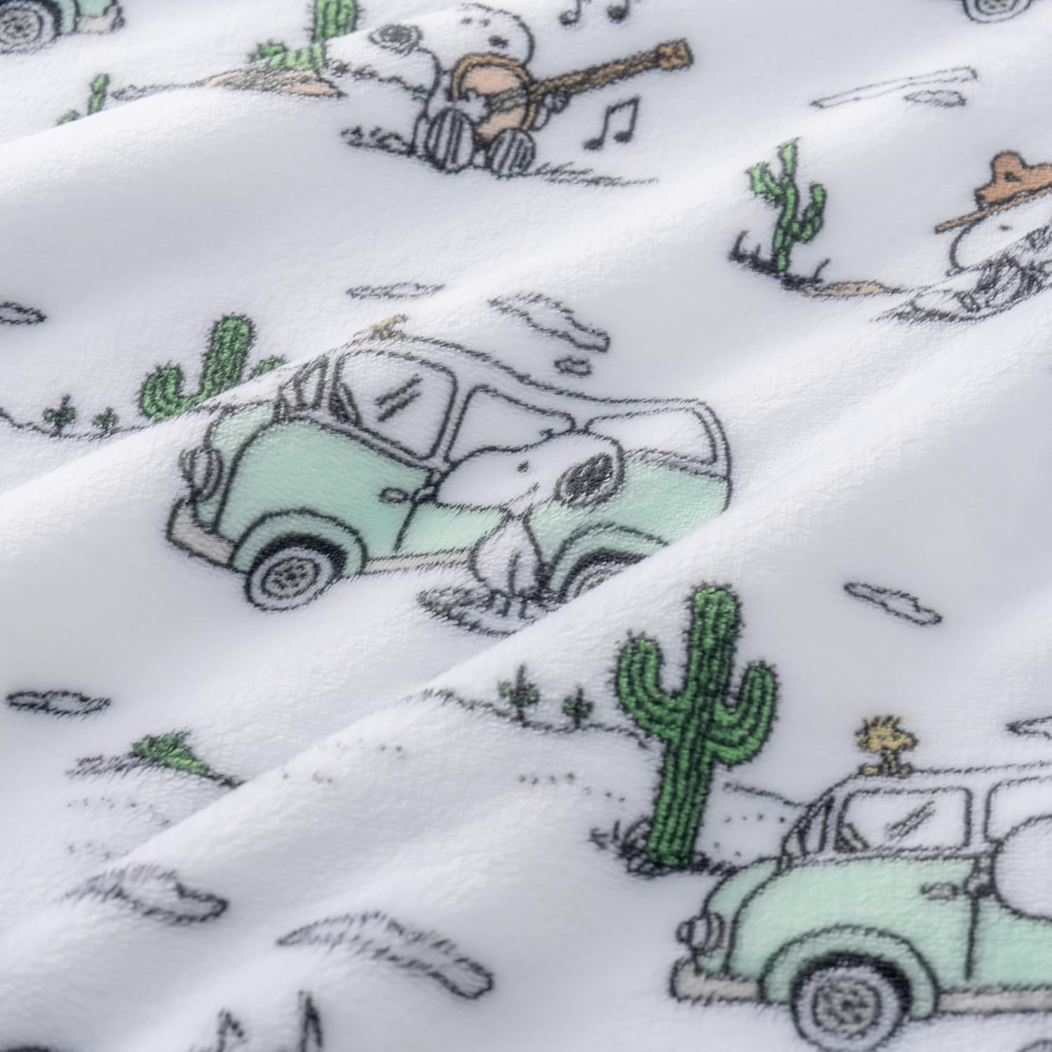 Cute character plush throw blanket, snoopy desert travel white, throw 55 in x 70 in - view 8