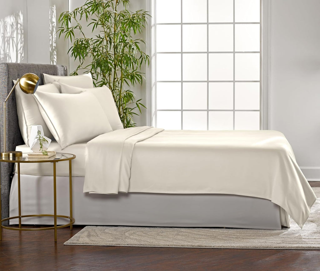 King Sheets, Genuine 100% Organic Viscose Derived from Bamboo Bed Sheet Set, Luxuriously Soft & Cooling, Double Stitching, 2 Year Quality Promise (King, Ivory) - view 4