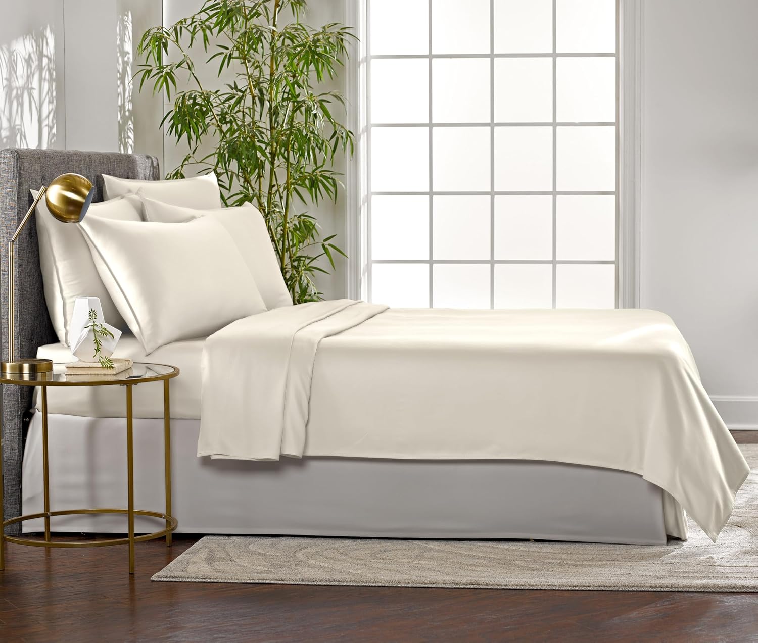 King Sheets, Genuine 100% Organic Viscose Derived from Bamboo Bed Sheet Set, Luxuriously Soft & Cooling, Double Stitching, 2 Year Quality Promise (King, Ivory) - view 4