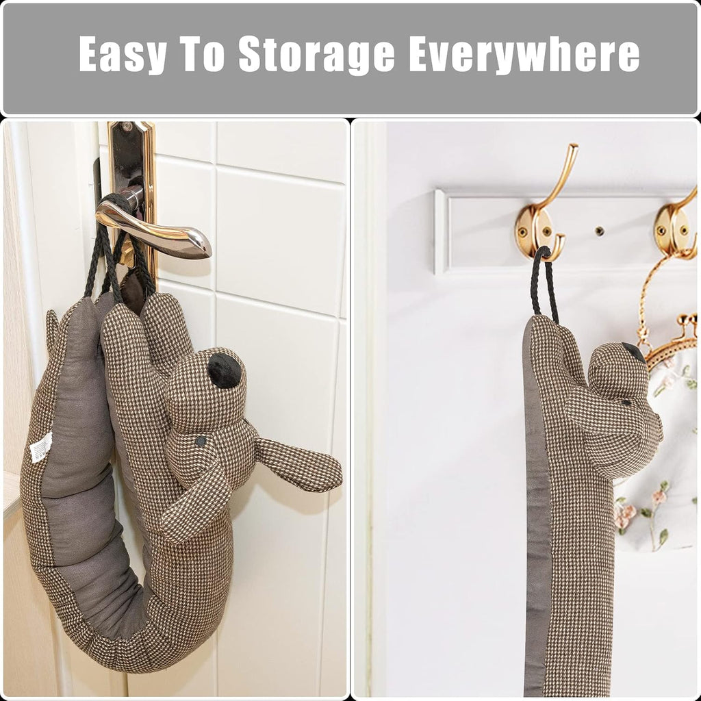 Under door draft stopper decorative wind stopper 36 inch for door & window, weighted animal air draft stopper for bottom of door with hanging loops - brown dog - view 7