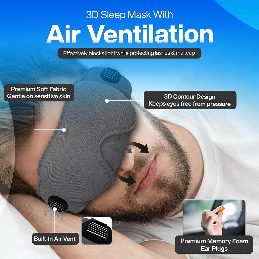 4-in-1 Travel Comfort Set Inflatable Neck Pillow, Convertible Lumbar Support & Foot Hammock, 3D Sleep Mask & Ear Plugs Complete Comfort Kit for Airplane, Office & Car Gift-Ready (Gray) - view 6