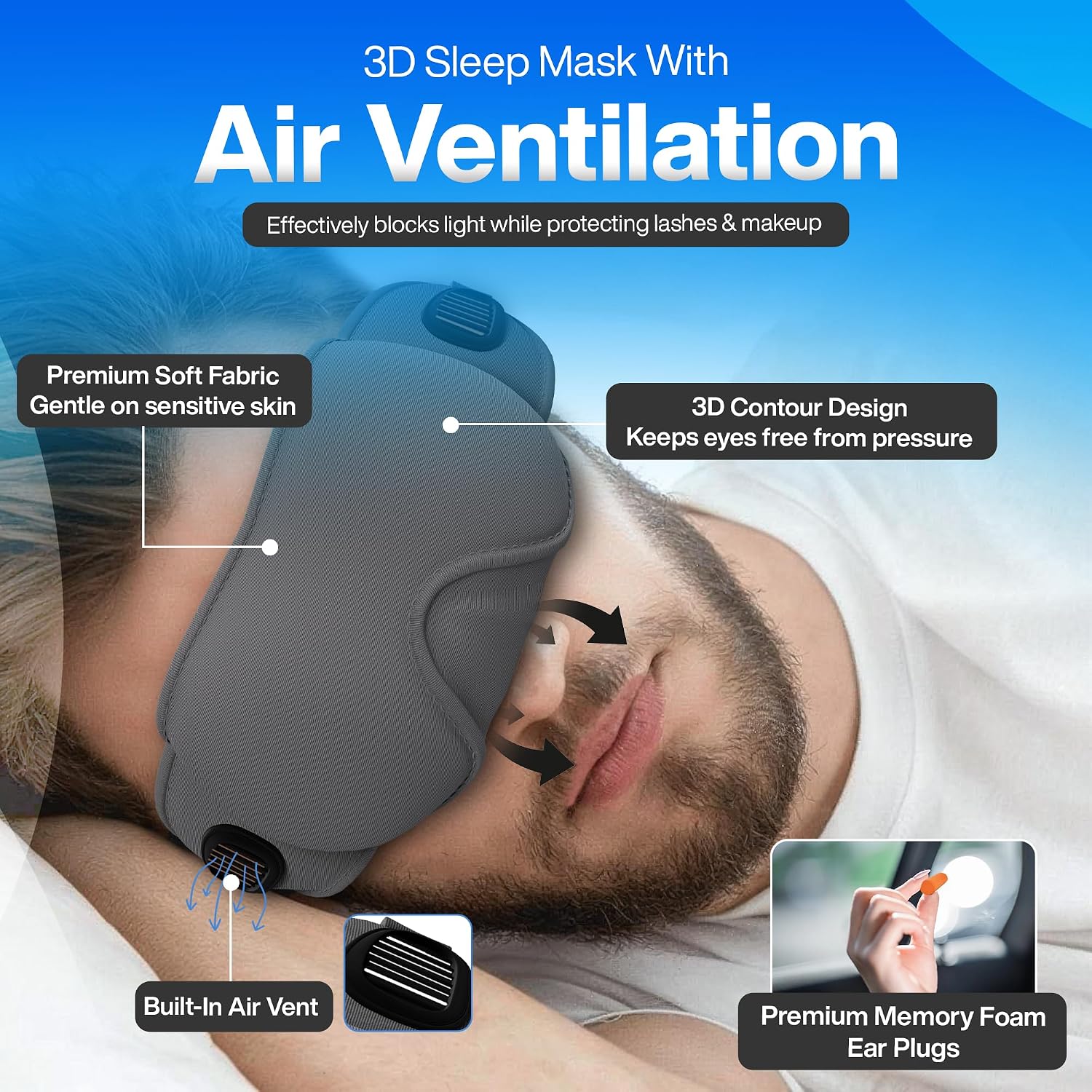4-in-1 Travel Comfort Set Inflatable Neck Pillow, Convertible Lumbar Support & Foot Hammock, 3D Sleep Mask & Ear Plugs Complete Comfort Kit for Airplane, Office & Car Gift-Ready (Gray) - view 6