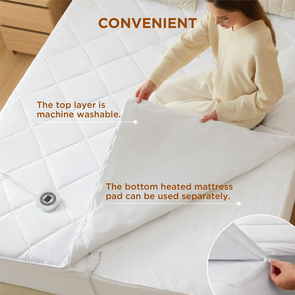Bedsure Removable Heated Mattress Pad Twin, Electric Bed Warmer | Fast Heating, 74 Safety Tests, ETL&FCC Certified, 1-12 H Auto Off, 10 Heat Settings, 18" Deep Pocket, Single Control, 39"x75" - view 2