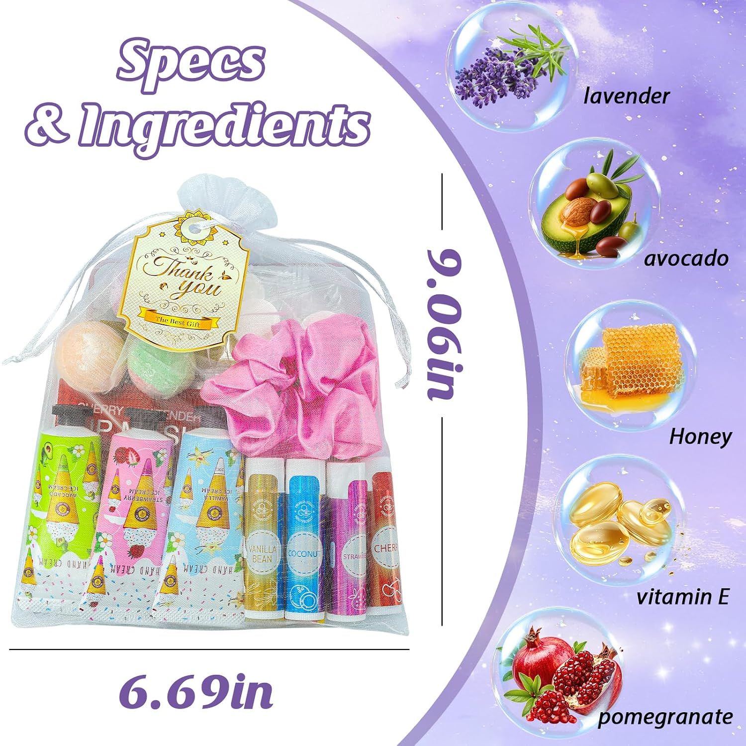 80pcs spa party favors, include face masks, lip balm, hand cream, under eye patches, lip mask, foot bath bombs, hair bands, sleepover spa party supplies, birthday kit for women girls gift skincare set - view 3