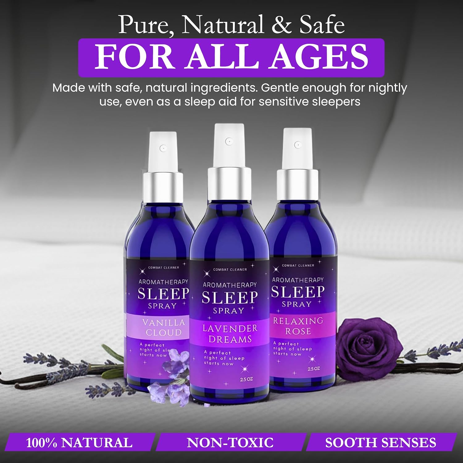Pillow Sleep Spray Mist for Deep Sleep, Help Stress & Anxiety Relief Aid | Pillow Spray for Sleeping 3Pack, Calming Lavender, Vanilla, Rose Mist, Deep Sleep Bed Pillow Spray - view 6