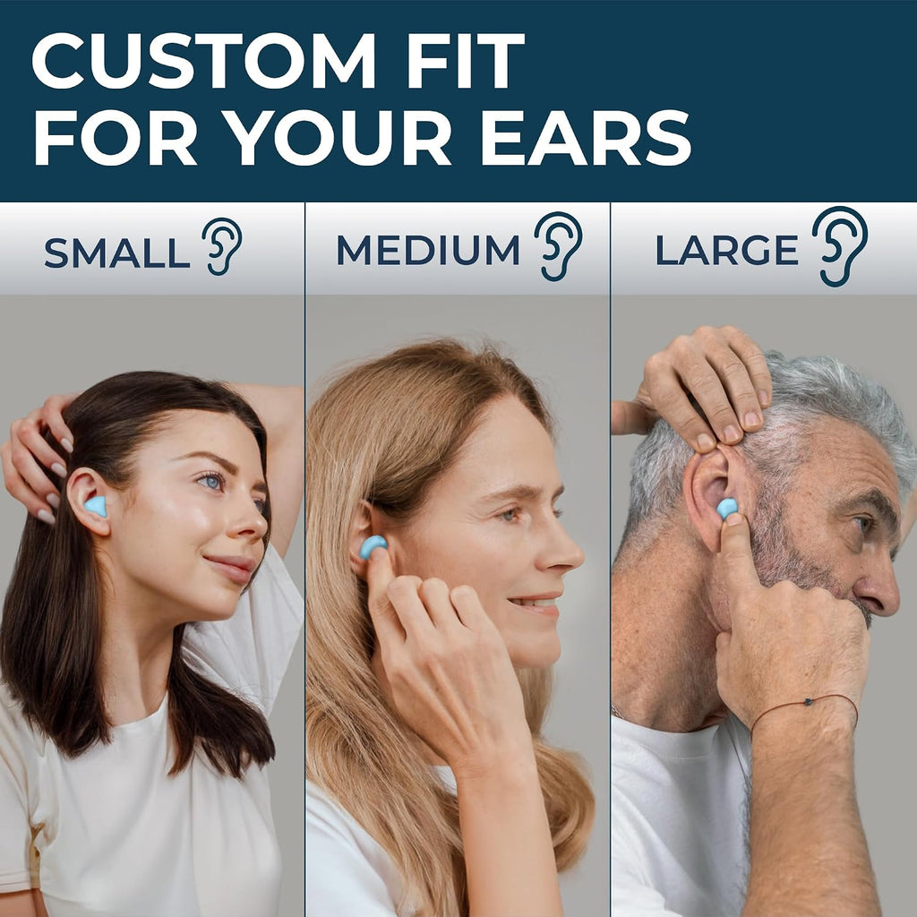 Silicone sleeping ear plugs - 30 wax moldable ear plugs for sleeping noise cancelling for swimming, sound blocking level 32 dB, color: blue - view 3