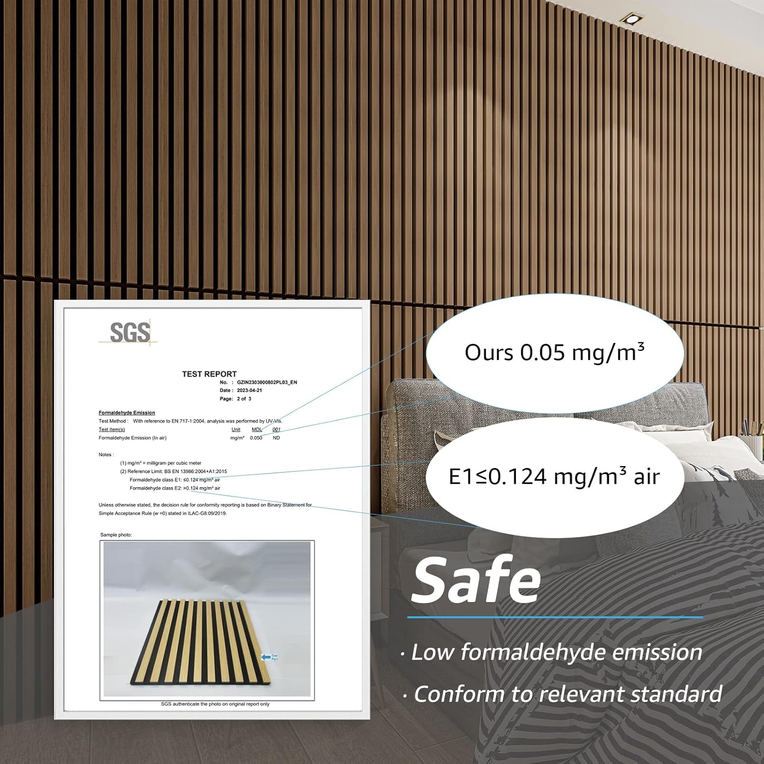 2 Wood Slat Acoustic Panels for Wall and Ceiling - 3D Fluted Sound Absorbing Panel with Wood Finish - Walnut | Noise Control, Easy to DIY, Natural Texture, Sustainable Material, Ideal for Homeowners, Designers, for Living Room, Office - view 4