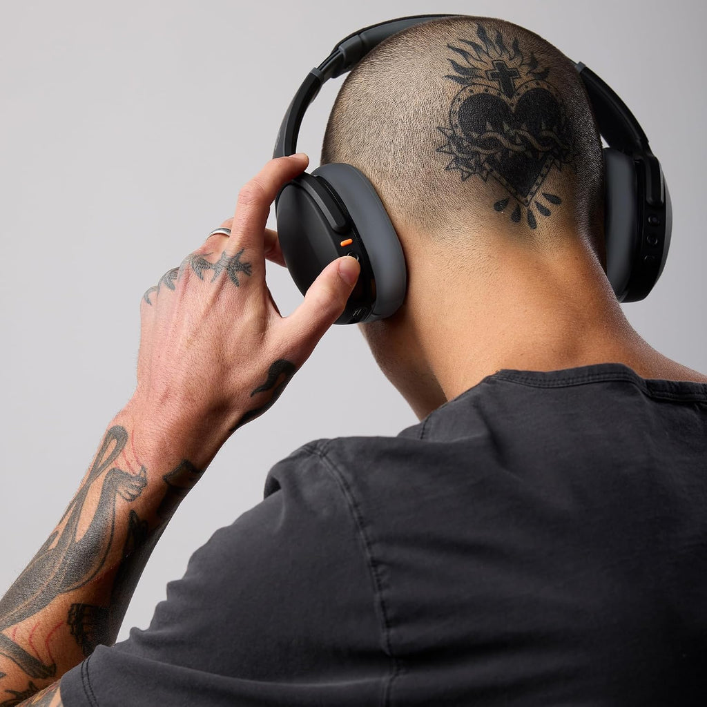 Wireless multi-sensory bass headphones - Asphalt | Bluetooth, noise isolating over-ear fit, 40 hours battery, microphone, working out, gym, travel, studying, music - view 6