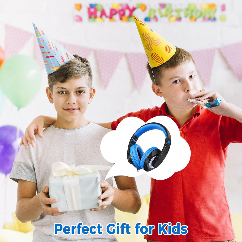 Comfort+ Kids Headphones with Microphone, Boys Girls Student Over-Ear Headphones Wired Foldable for School Classroom Laptop PC Computer Tablet Black Blue - view 7