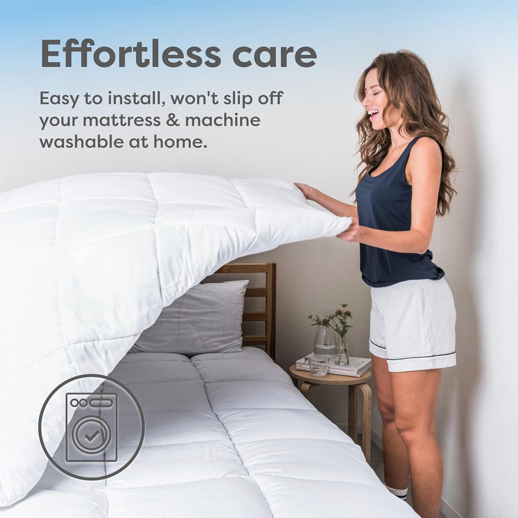 Hypoallergenic Mattress Cover- Overstuffed - Deep Pocket - Goose Down Alternative Pillow Top Mattress Topper Queen - 60" W x 80" L - view 5