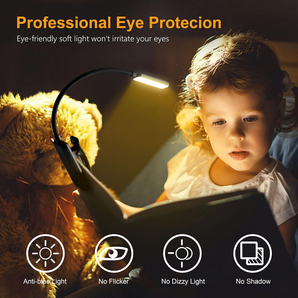 9 LED Rechargeable Book Light for Reading in Bed | Eye Caring 3 Color Temps,Stepless Dimming Brightness,80 Hrs Runtime Small Lightweight Clip On Book Reading Light for Studying - view 2