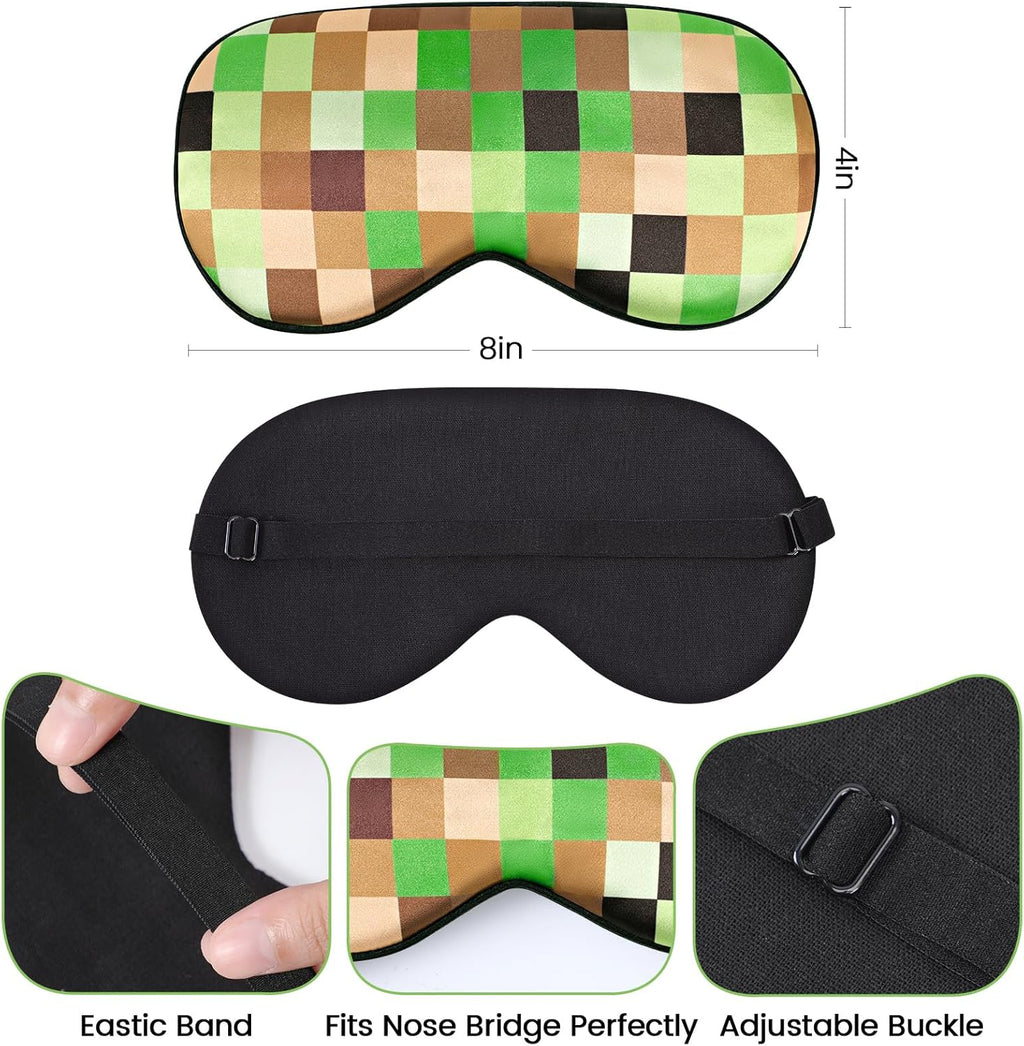 2 pcs sleep mask for kids boys, silk eye covers for sleeping, adjustable strap & light blocking design, adult children's bedtime blindfold for travel and home use, my world - view 2