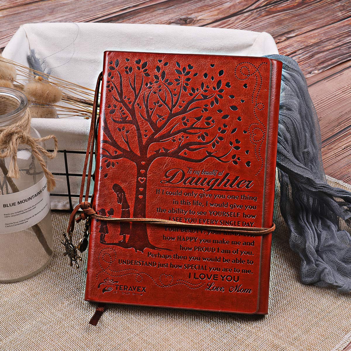 Mom to daughter gifts - writing journal, personal diary, lined journal, travel, 6x8.75 notebook, writers notebook, faux leather, refillable for teen girls women- best anniversary birthday gift - view 3