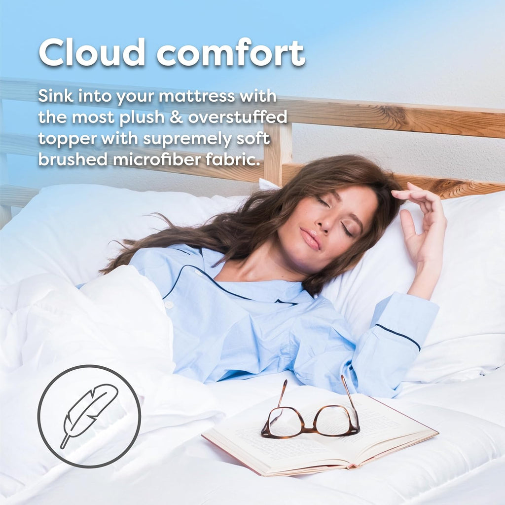 Hypoallergenic Mattress Cover- Overstuffed - Deep Pocket - Goose Down Alternative Pillow Top Mattress Topper Queen - 60" W x 80" L - view 4