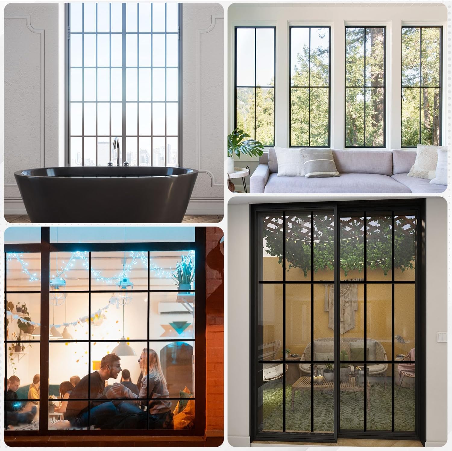 59 Ft Window Grille Inserts Grid Kit, 2 Black, Self-Adhesive Peel | Stick Trim Molding Window Trim Molding Grids, DIY Crown Molding Peel & Stick for Tile Edge Trim, Windows Door Frames - view 7