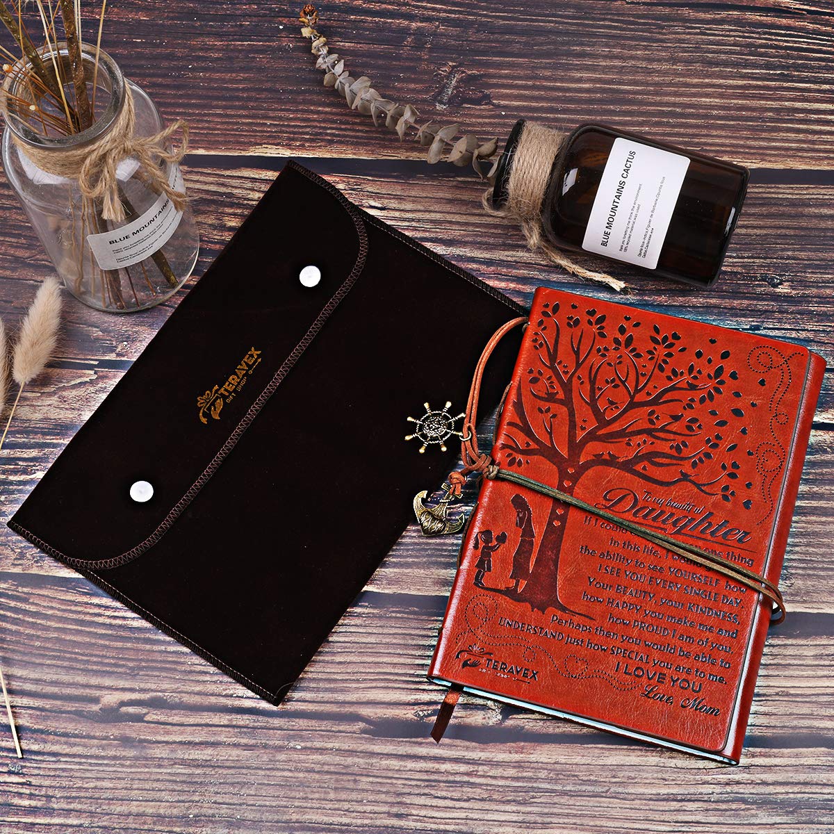 Mom to daughter gifts - writing journal, personal diary, lined journal, travel, 6x8.75 notebook, writers notebook, faux leather, refillable for teen girls women- best anniversary birthday gift - view 5
