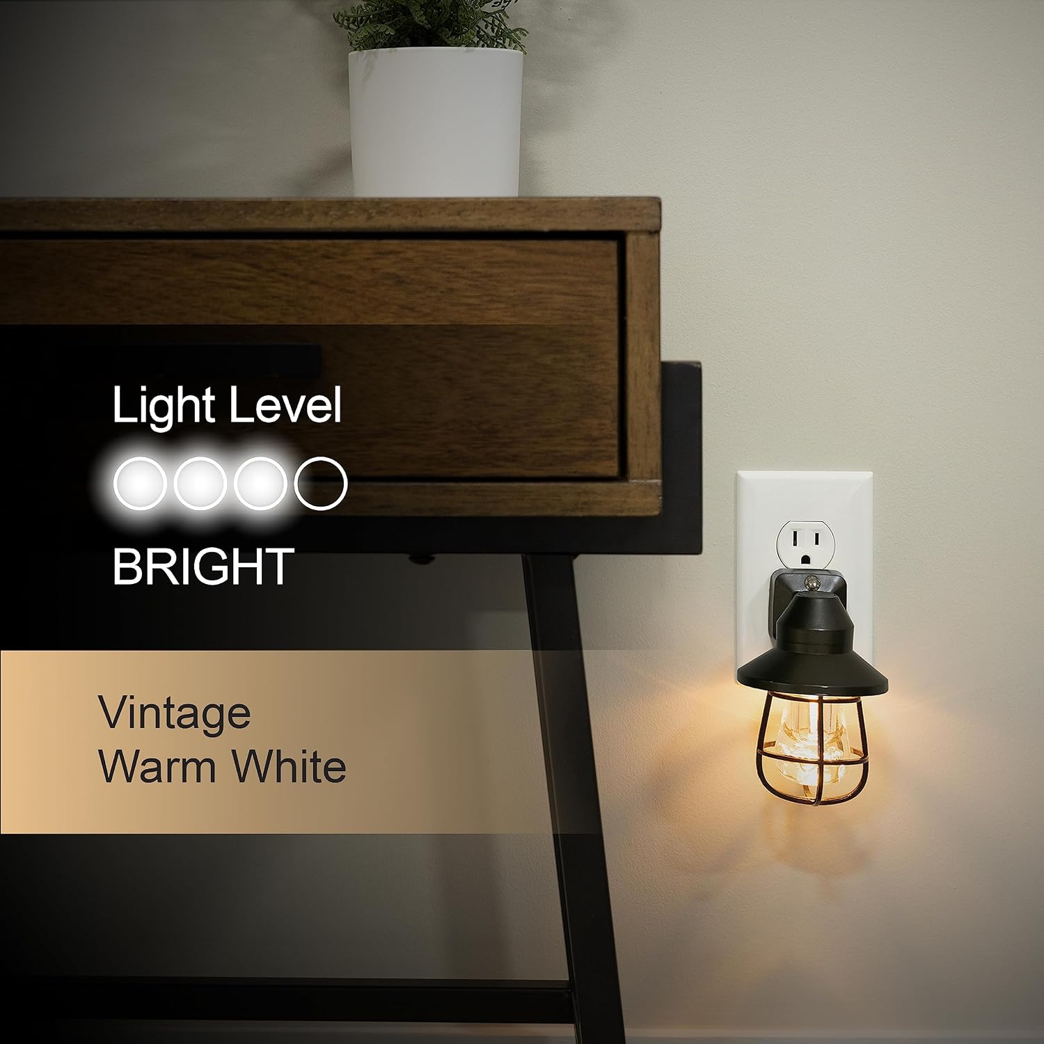 Plug in farmhouse night light with dusk to dawn sensor, 2 pack | Vintage décor for bedroom, bathroom, and entryway, UL certified, energy efficient - view 3