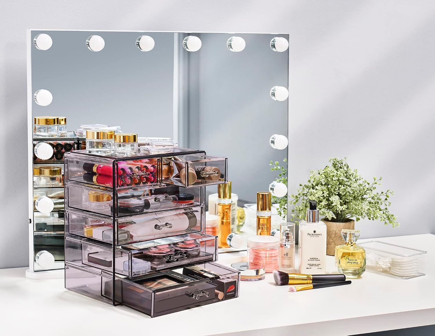 Acrylic Makeup Organizer Set, 6-Drawer Vanity & Countertop Cosmetic Storage with Small & Wide Drawers, Purple Makeup Storage for Brushes, Lipsticks, Jewelry – Holiday Gift for Women & Teens - view 2