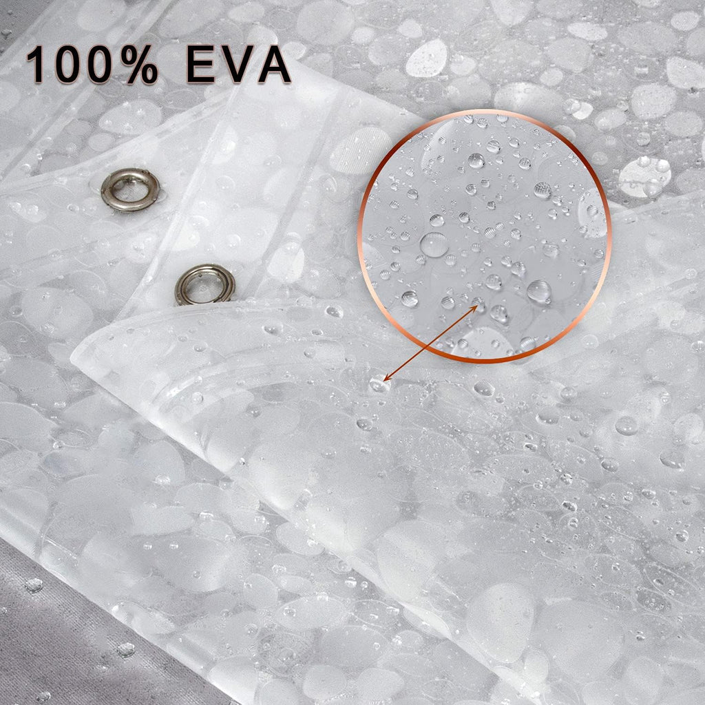 Waterproof shower curtain liner 8G EVA thick shower curtain with heavy duty 3 bottom magnets, shower liner for shower stall, bathtubs, 3D pebble pattern, 72 x 72, 12 hooks - view 2