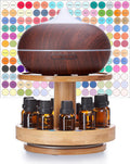 Bamboo Essential Oil Organizer 2-Tier Carousel Holder | Bamboo Material, Fits 5 ml to 30 ml Essential Oil Bottles, Suitable for Home and Office Spaces
