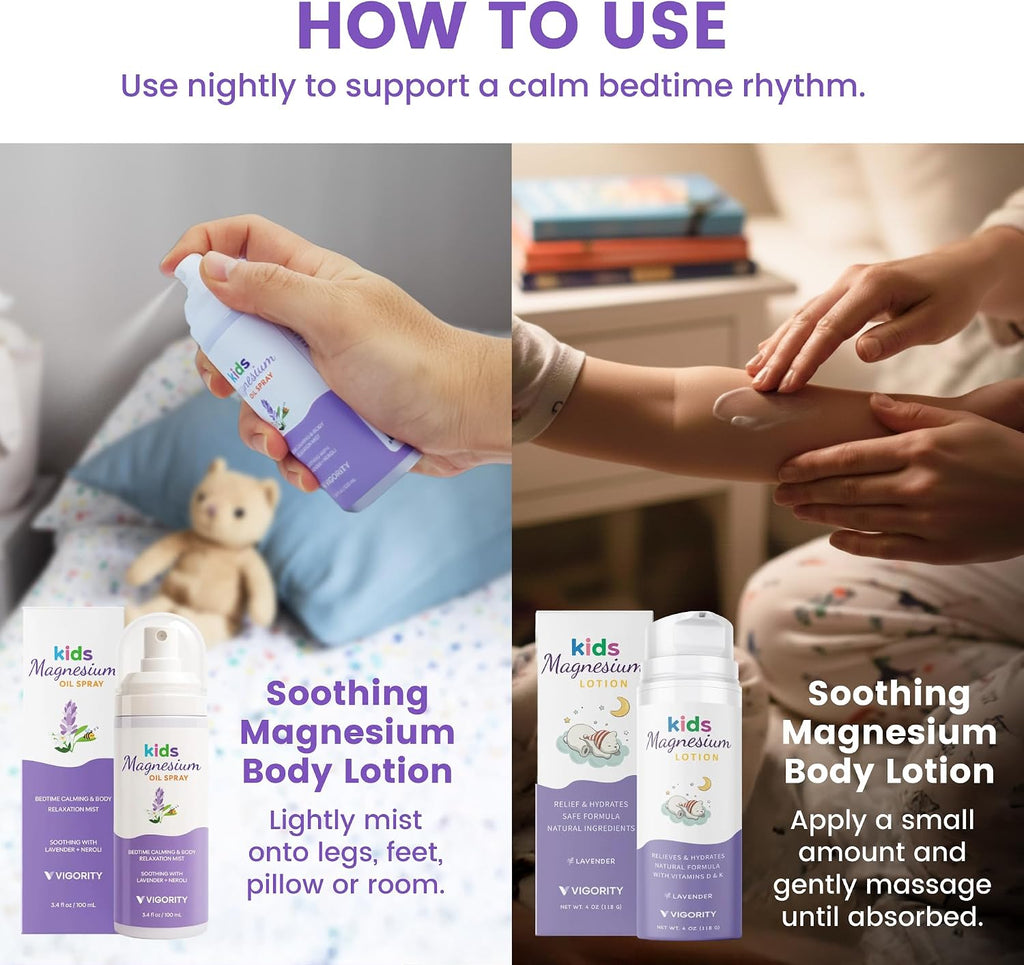Kids magnesium lotion & magnesium sleep spray set - calming lavender magnesium oil spray for kids bedtime + soothing body lotion for nighttime legs & feet comfort, aromatherapy lavender & neroli - view 5