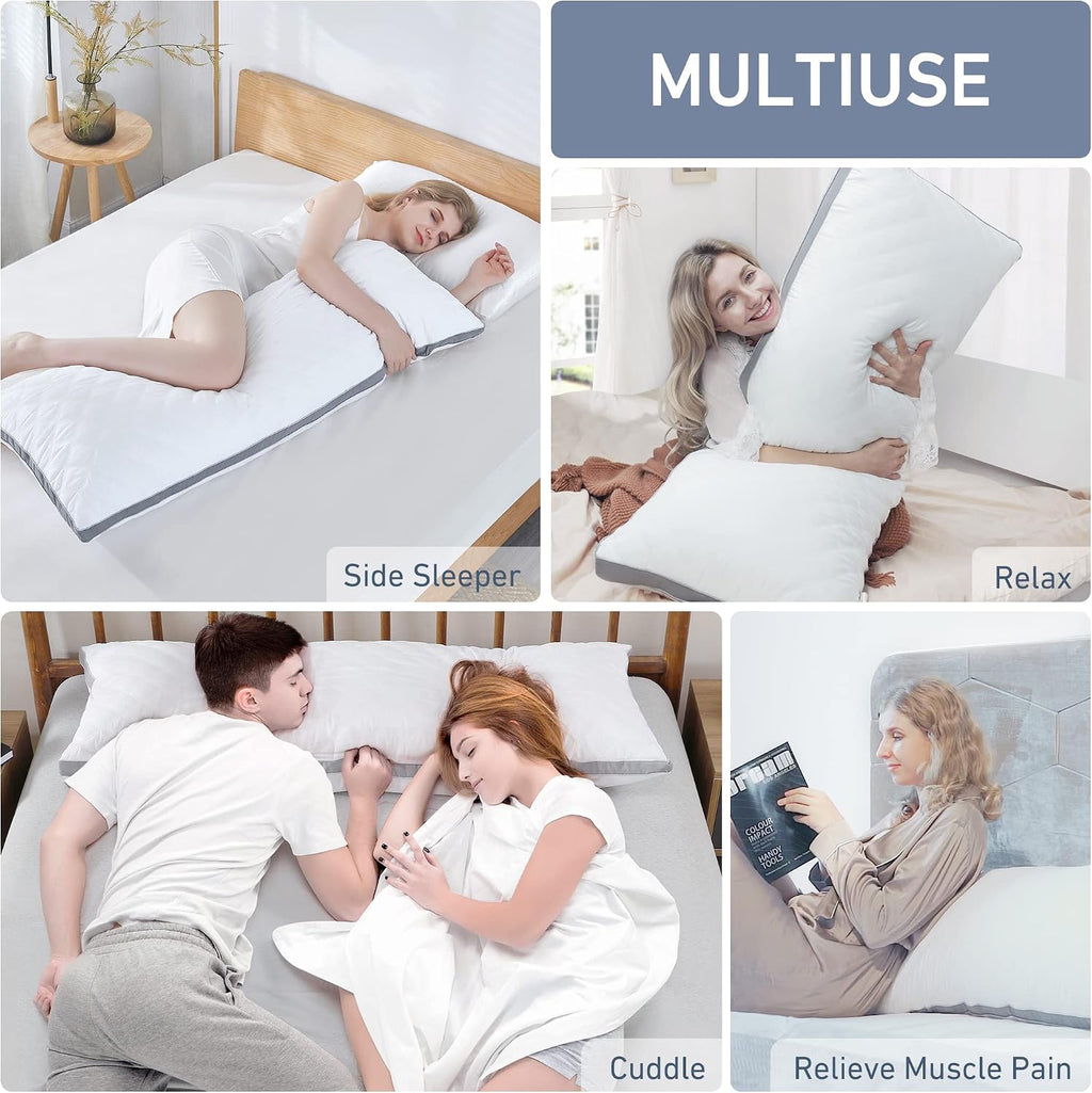 Body Pillow Insert 20 x 54 for Side Sleepers White Support | Soft polyester padding delivers full-body support for side sleepers, maternity rest, reading and daily relaxation. - view 3