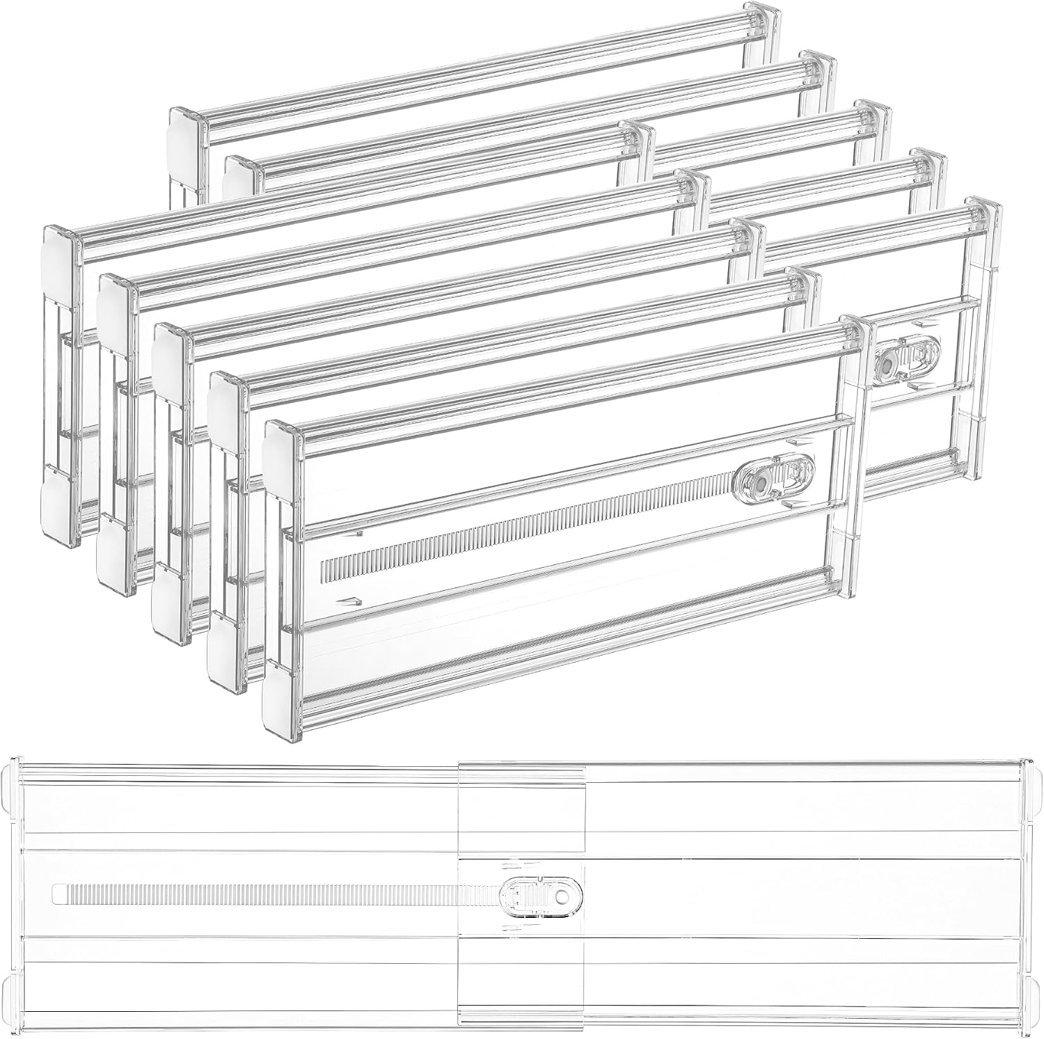 6" Tall Upgrade Drawer Dividers, 12.8"-22.3" Expandable, 8 Pack | Deep Drawer Organizer, Big Drawer Separator, Clear plastic Adjustable Storage Divider for Dresser, Baby Supplies, Kitchenware - view 2