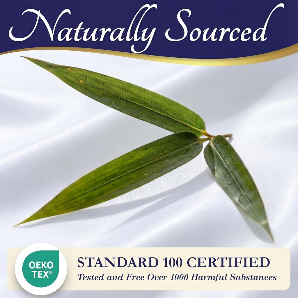100% Viscose Derived from Bamboo Sheets King Size - Luxury 4 Pc Naturally Cooling Sheets, Ultra Soft Bed Set - Deep 17" Pockets, Durable Double Stitching, Oeko Tex Standard (White) - view 7
