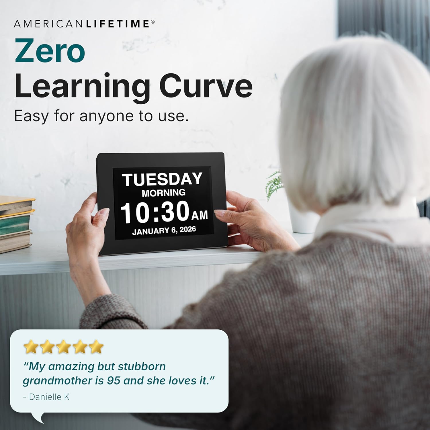 Large digital clock for seniors, large display with custom alarms, calendar clock with day & date for elderly, clear numbers dementia digital clock black - view 6