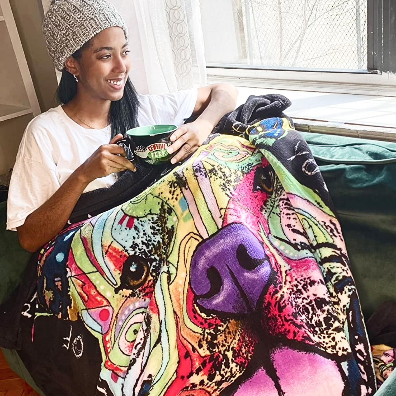 75x90-inch pit bull fleece blanket - pitbull throw blanket for adults and kids - soft and cozy for bed, couch, or travel - thoughtful gifts for women and dog lovers - view 7
