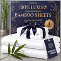 100% Viscose Derived from Bamboo Sheets King Size - Luxury 4 Pc Naturally Cooling Sheets, Ultra Soft Bed Set - Deep 17" Pockets, Durable Double Stitching, Oeko Tex Standard (White)