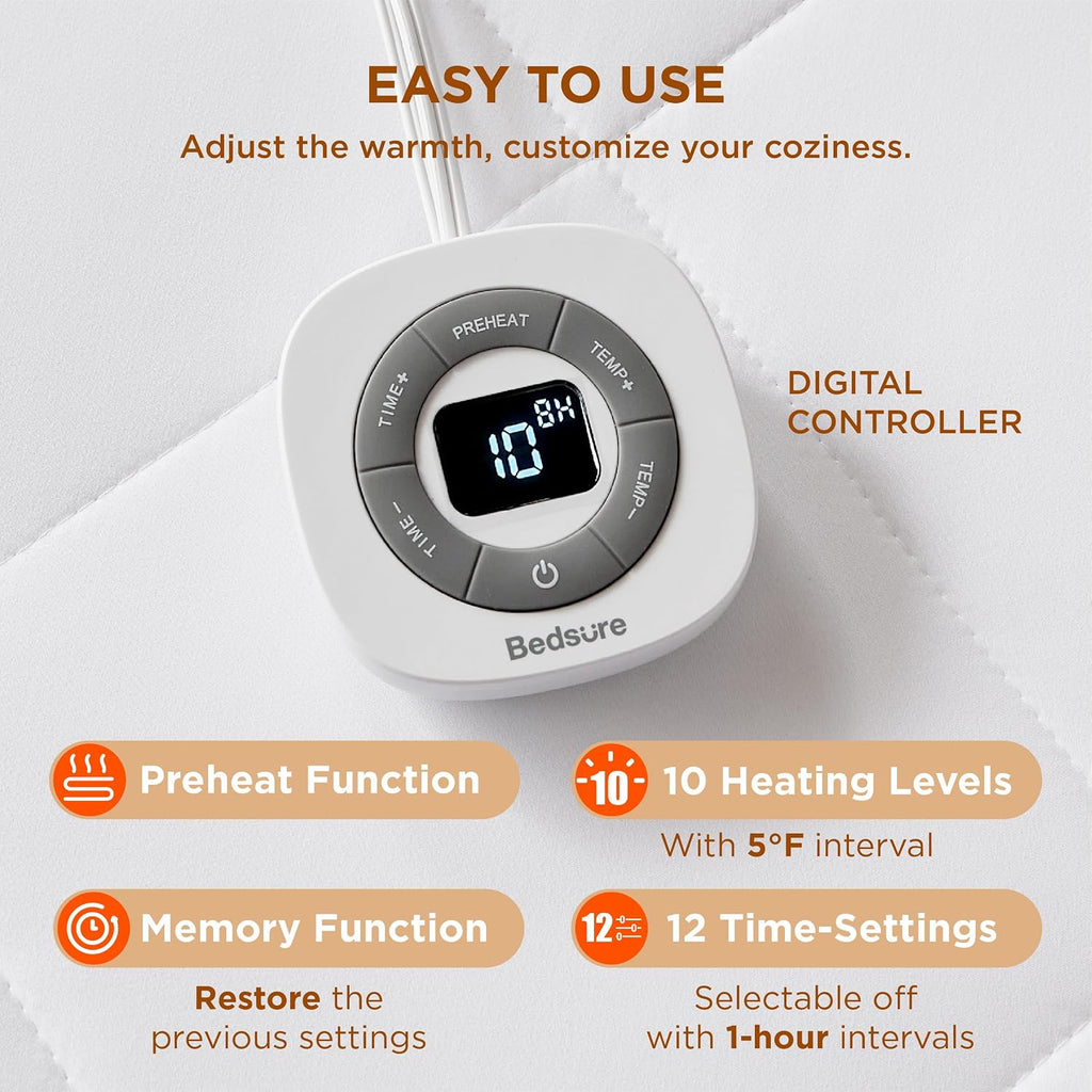 Bedsure Removable Heated Mattress Pad Twin, Electric Bed Warmer | Fast Heating, 74 Safety Tests, ETL&FCC Certified, 1-12 H Auto Off, 10 Heat Settings, 18" Deep Pocket, Single Control, 39"x75" - view 4