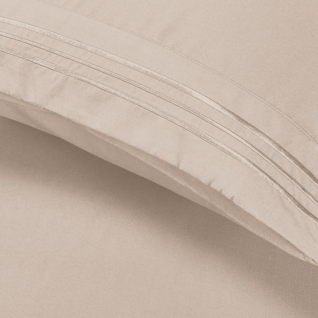 Luxury Ultra-Soft 2-Piece Pillowcase Set - 1500 Premium Hotel Quality Microfiber Double Brushed - Wrinkle Resistant, Standard/Queen, Cream/Tan - view 4