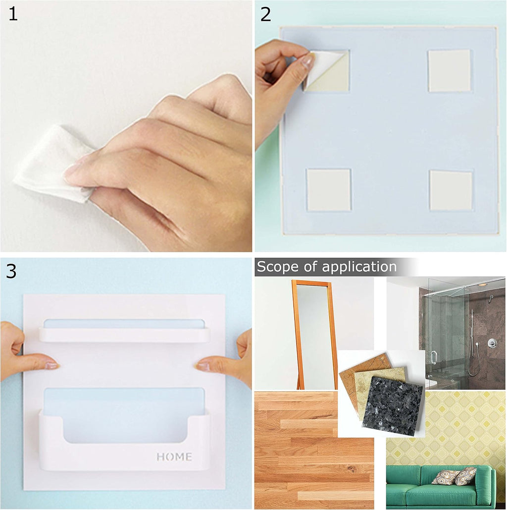Bedside shelf accessories organizer - wall mount self stick on, ideal for glasses, remote, earphone, cell phone charger, manicure kit - view 5