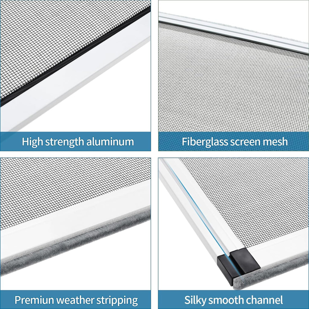 Expandable window screen, 2 pack adjustable window screen (18" h x 25" - 49" w), large replacement window screens with frame, durable replacement screen for window - view 6