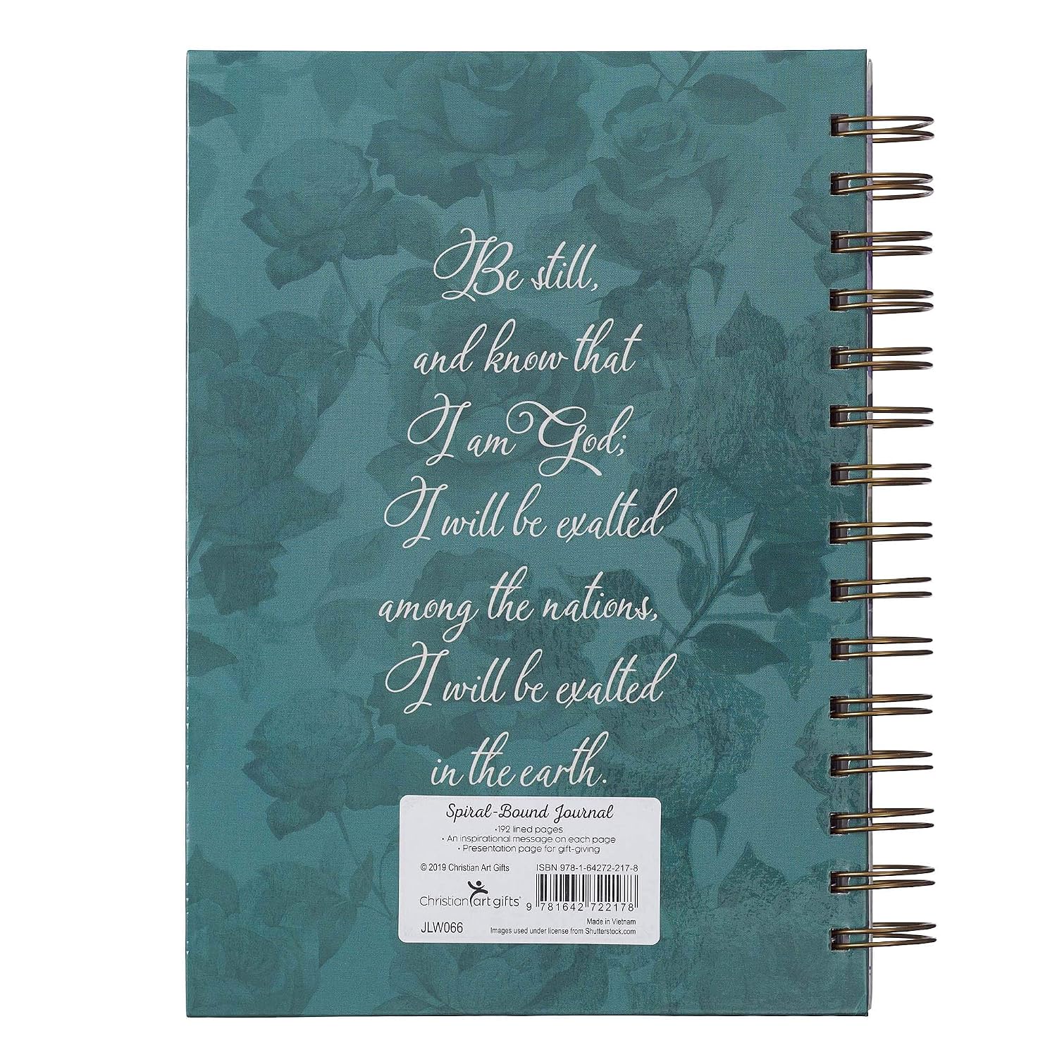 Spiral journal: be still and know - Psalm 46:10 | women gifts, hardcover notebook, wide ruled notebook, christian journal, 192 lined pages, floral, purple (8.4" x 6.4" x 1") - view 7