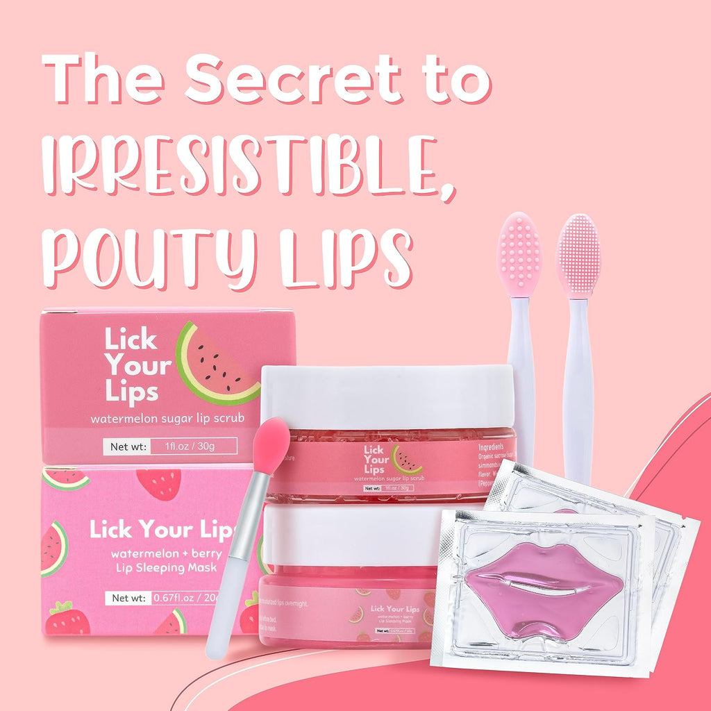 6-in-1 lip care kit with lip sleeping mask, silicone brush, sugar lip scrub, lip mask sheet to reveal luscious, lip exfoliator scrub to soft lips – Korean lip therapy set for a fuller - view 2