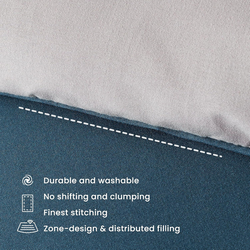 Comforter duvet insert, queen size quilted reversible comforters, soft all season duvet, down alternative breathable bedding with 8 tabs, 2 sides teal gray 88 x 88 inches - view 5