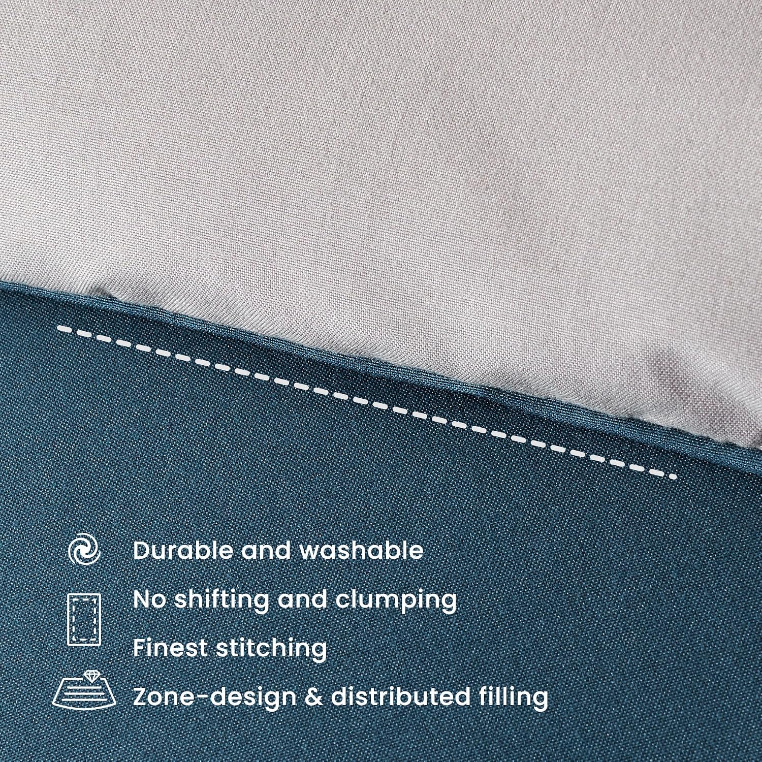 Comforter duvet insert, queen size quilted reversible comforters, soft all season duvet, down alternative breathable bedding with 8 tabs, 2 sides teal gray 88 x 88 inches - view 5