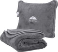 Premium Soft Long Travel Blanket Pillow Airplane Large Size Gray | 70 X 48 Large Travel Blanket, Soft Bag Pillowcase, Hand Luggage Belt & Backpack Clip, Long Flight Essentials, Travel Gifts
