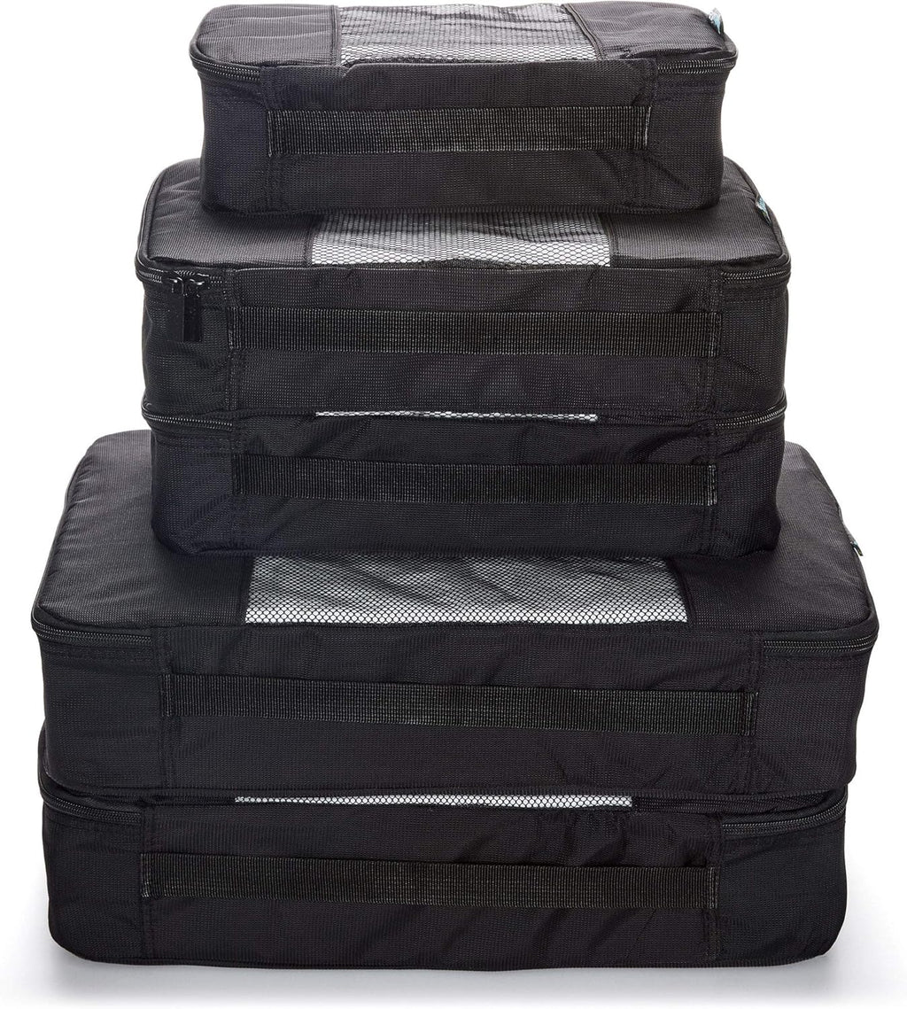 Packing cubes for travel - 5 piece set with pattern design, lightweight ripstop nylon luggage organizers with mesh panel, small medium large sizes - view 4