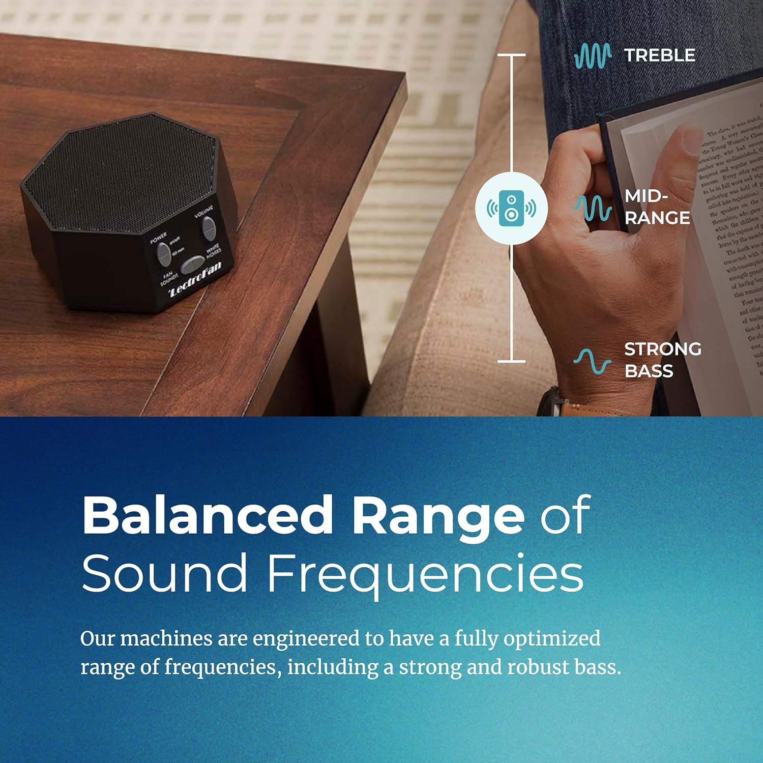 Soothing sound machine for sleep - built-in sleep timer - compact design - non-looping sounds - speech privacy - black - view 6