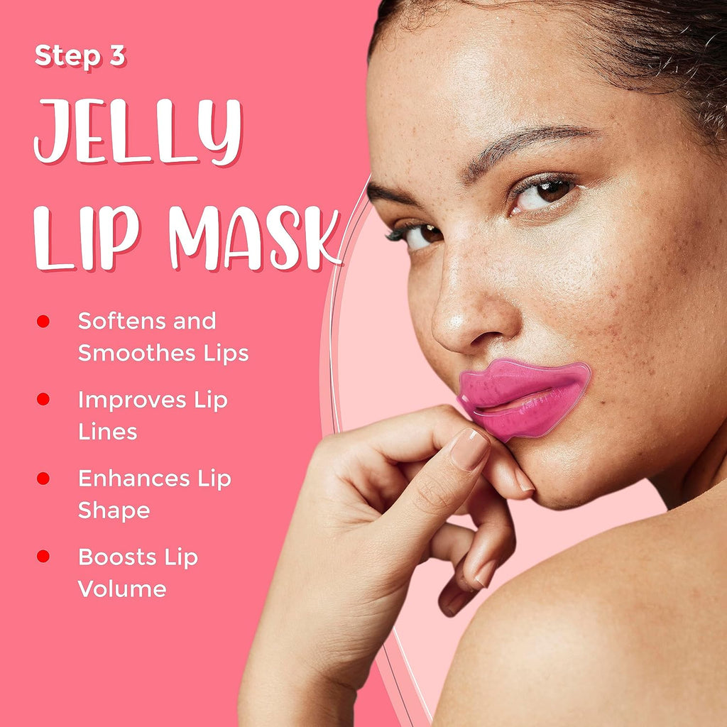 6-in-1 lip care kit with lip sleeping mask, silicone brush, sugar lip scrub, lip mask sheet to reveal luscious, lip exfoliator scrub to soft lips – Korean lip therapy set for a fuller - view 5