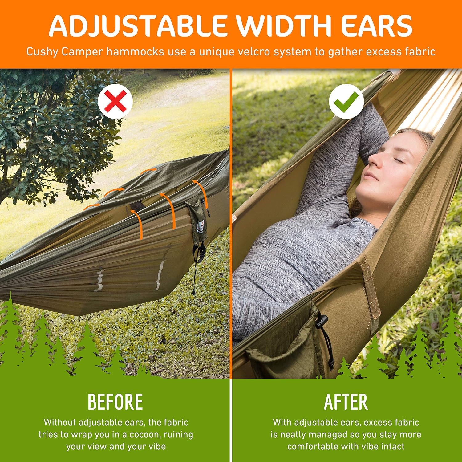 Premium Hammock with Bug Net and Tree Straps - Camping Sleep System with Net Combo - Durable Mosquito Net Keeps Bugs Out - Hammock Camping Kit with Adjustable Width for Comfort - view 5